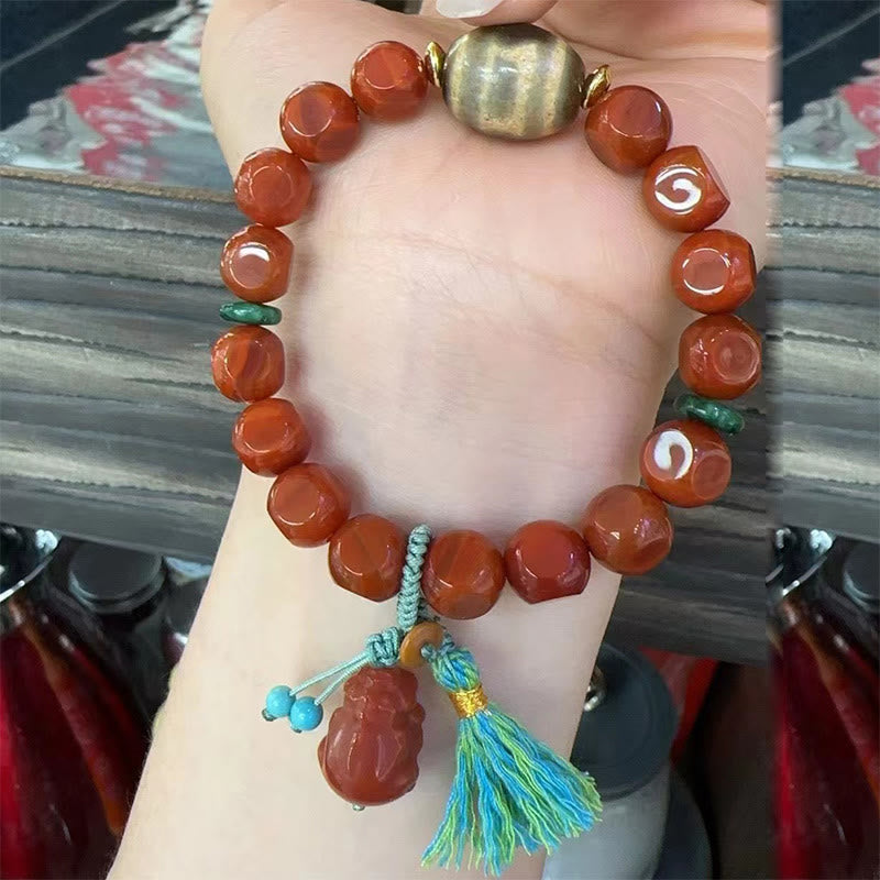 Buddha Stones Armband met natuurlijke Zuid-rode agaat PiXiu Dzi-kralen - image 8