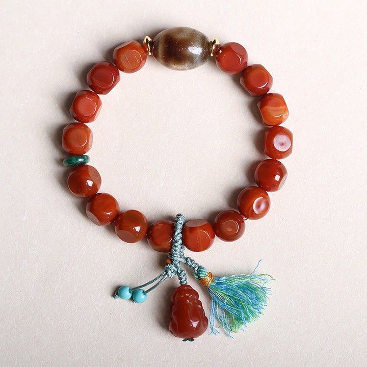 Buddha Stones Armband met natuurlijke Zuid-rode agaat PiXiu Dzi-kralen - image 2