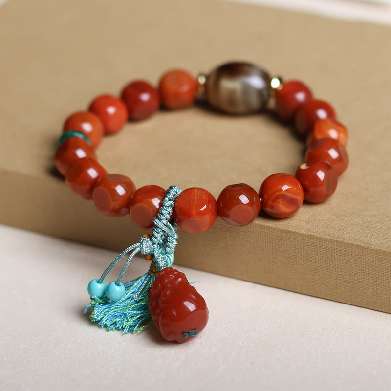 Buddha Stones Armband met natuurlijke Zuid-rode agaat PiXiu Dzi-kralen - image 3