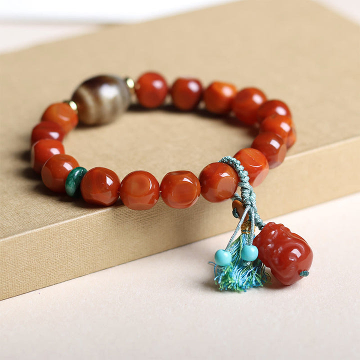 Buddha Stones Armband met natuurlijke Zuid-rode agaat PiXiu Dzi-kralen - image 4