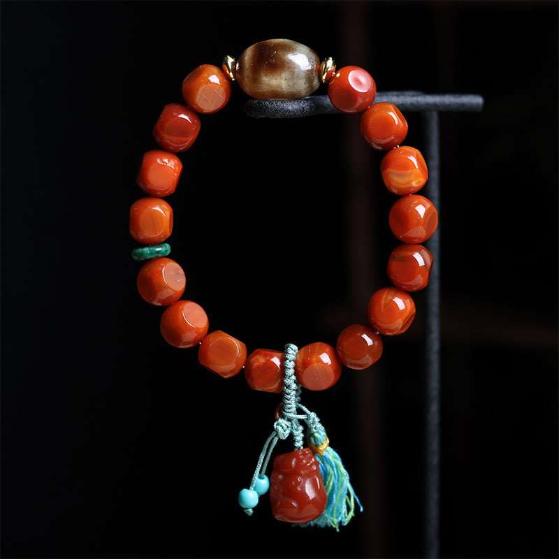 Buddha Stones Armband met natuurlijke Zuid-rode agaat PiXiu Dzi-kralen - image 1