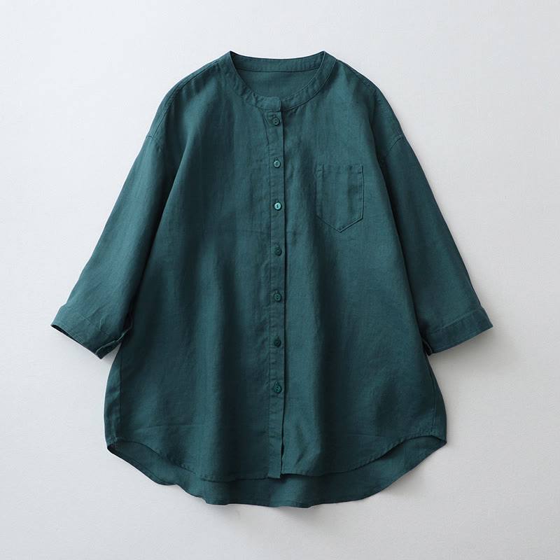 Buddha Stones Effen overhemd met knoopsluiting en Mouwlengte - Teal - US8-10，UK/AU12-14，EU40-42 (2XL) - image 13