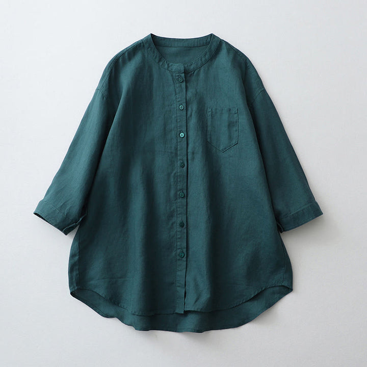 Buddha Stones Effen overhemd met knoopsluiting en Mouwlengte - Teal - US8-10，UK/AU12-14，EU40-42 (2XL) - image 13