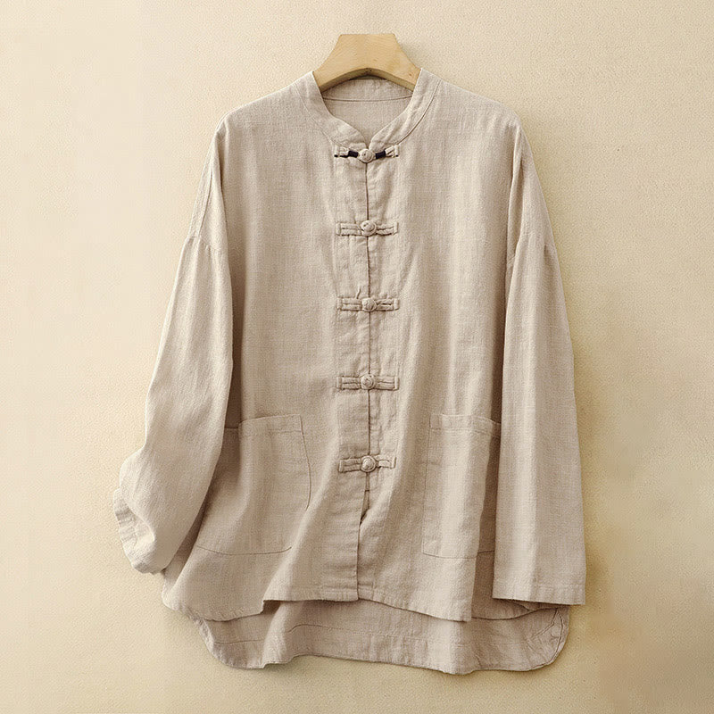 Buddha Stones Literaire artistieke Chinese knoopsluiting casual kleding - Linnen - US12, UK/AU16, EU44 (2XL) - image 0