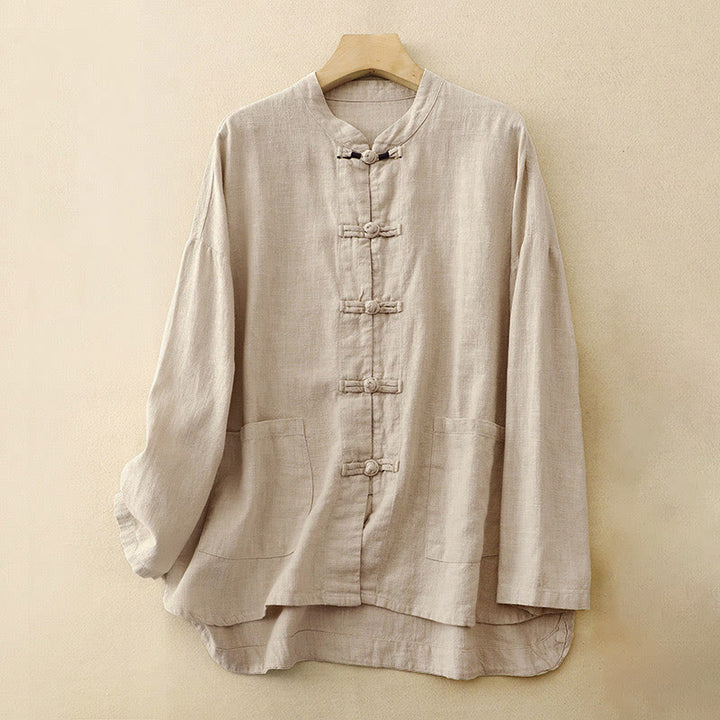 Buddha Stones Literaire artistieke Chinese knoopsluiting casual kleding - Linnen - US12, UK/AU16, EU44 (2XL) - image 0