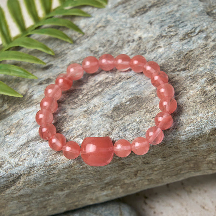 Buddha Stones Mooie Armband met rode agaat kralen in de vorm van een kattenkop. - image 5