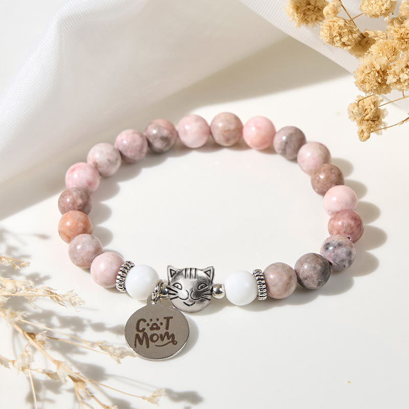 Buddha Stones Beschermende Armband met kattenkopontwerp en zebrajaspis - Zebrajaspis (Polsomtrek: 16-19 cm) - image 0