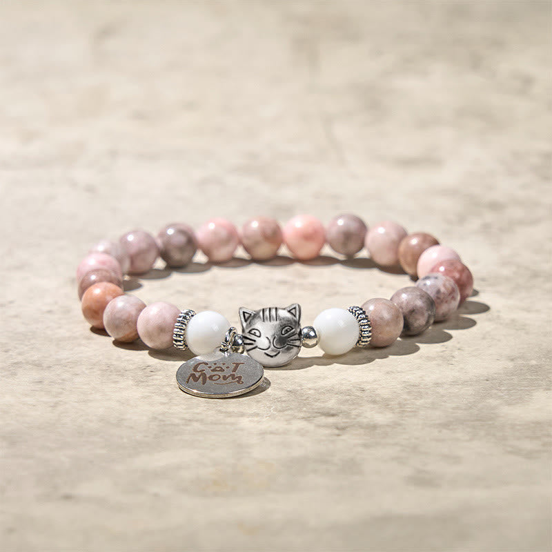 Buddha Stones Beschermende Armband met kattenkopontwerp en zebrajaspis - image 2