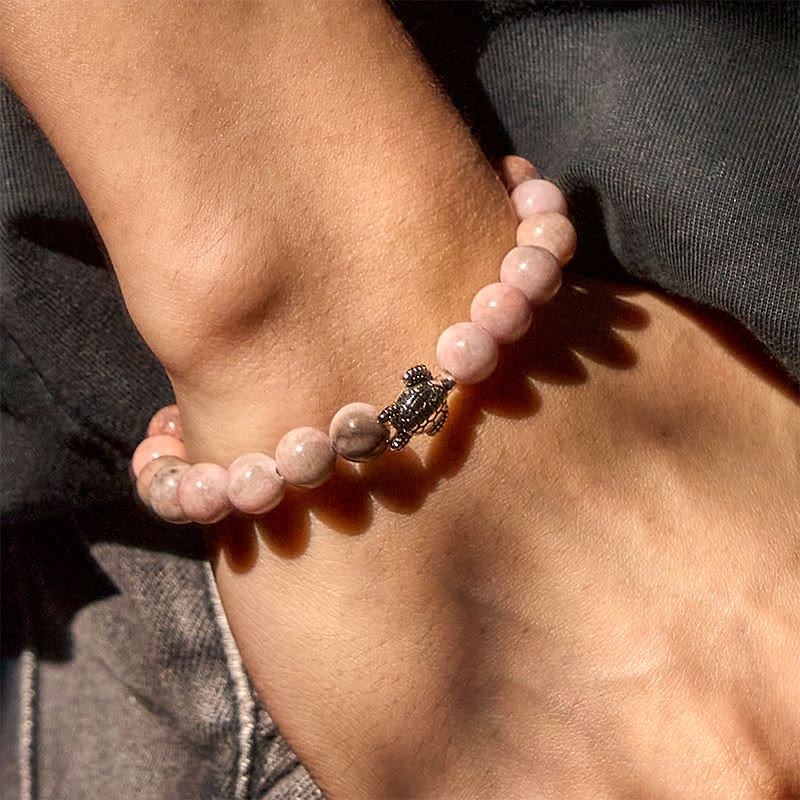 Buddha Stones Schildpadontwerp Zebra Jaspis Armband - image 6