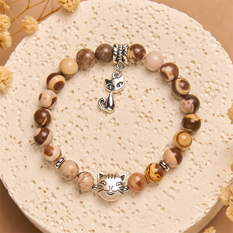 Buddha Stones Zebra Jaspis Agaat Kralen Positieve Armband - Zebra Jaspis (Polsomtrek 15-16 cm) - image 0