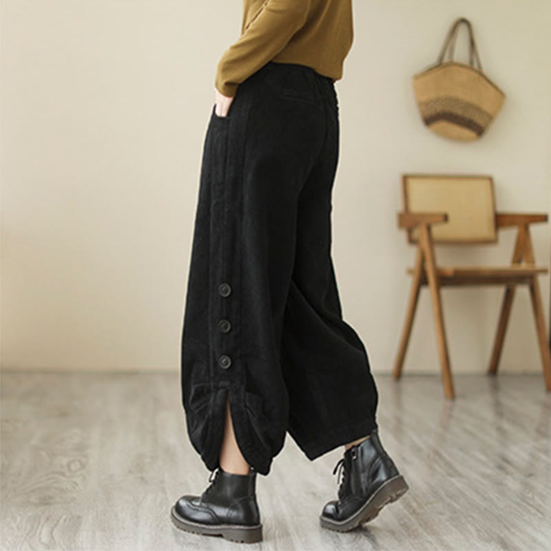 Buddha Stones Casual dames corduroy broek met knoopsluiting en Zakken. - image 7