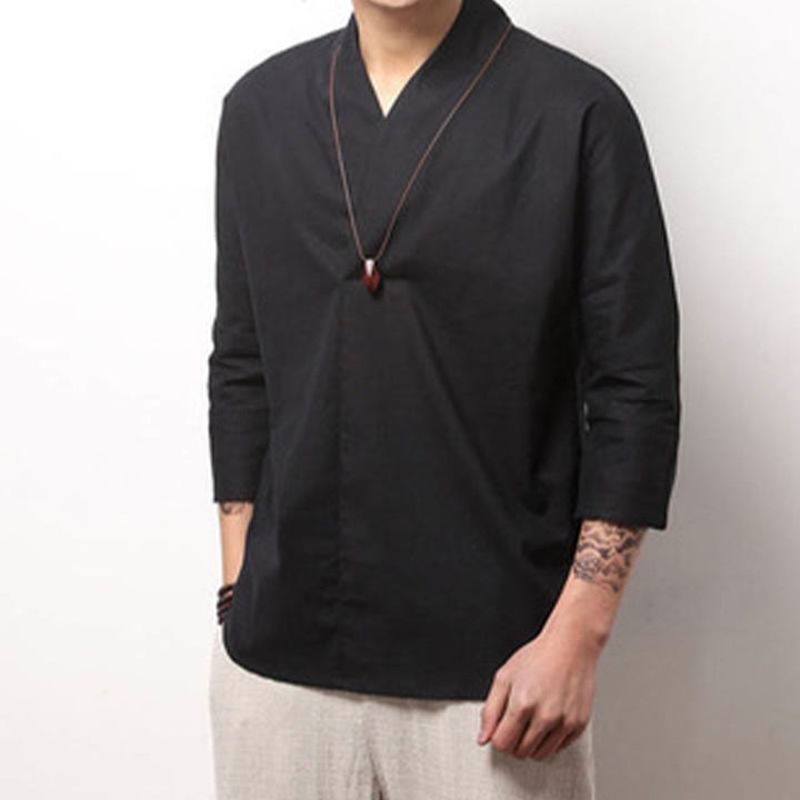 Buddha Stones Casual overhemd met V-hals en Mouwlengte voor heren - image 6