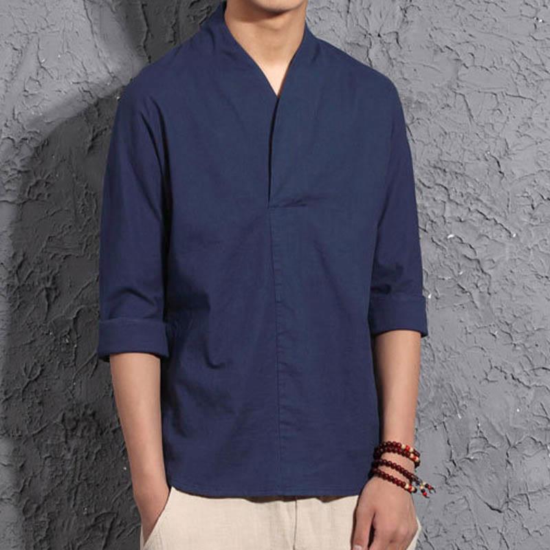 Buddha Stones Casual overhemd met V-hals en Mouwlengte voor heren - image 9