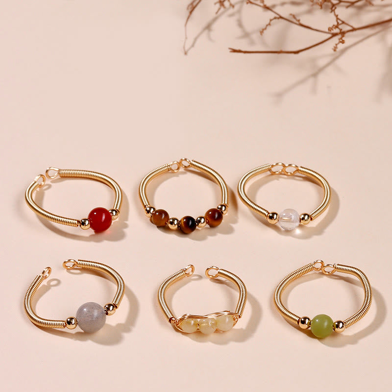 Buddha Stones Open Ring van natuurstenen kralen en legering voor helende doeleinden. - image 0