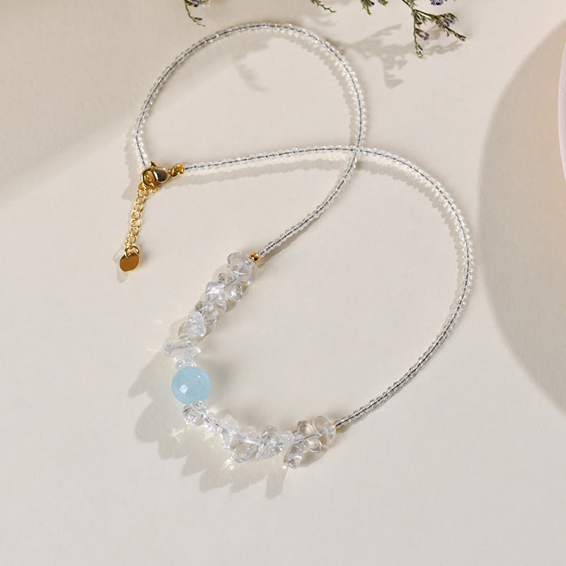 Buddha Stones Onregelmatige witte aquamarijn kristallen helende Ketting - image 2