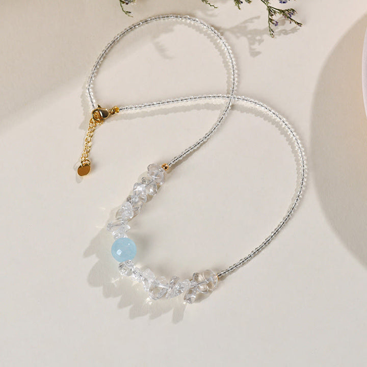 Buddha Stones Onregelmatige witte aquamarijn kristallen helende Ketting - image 2