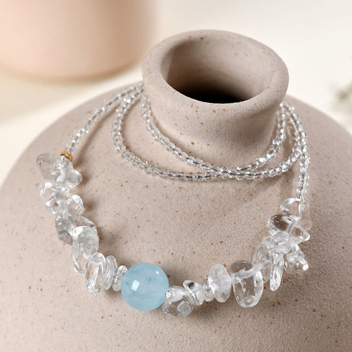 Buddha Stones Onregelmatige witte aquamarijn kristallen helende Ketting - image 1