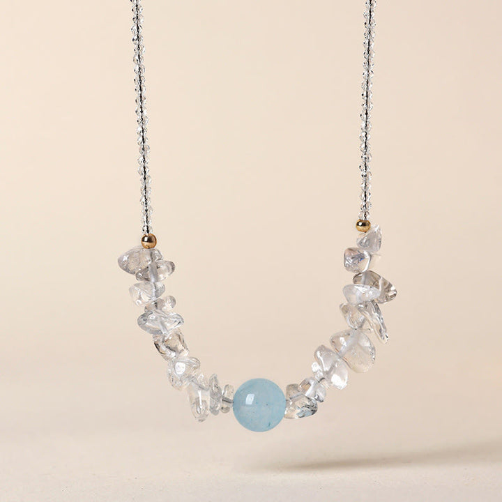 Buddha Stones Onregelmatige witte aquamarijn kristallen helende Ketting - Wit kristal &amp; aquamarijn - image 0