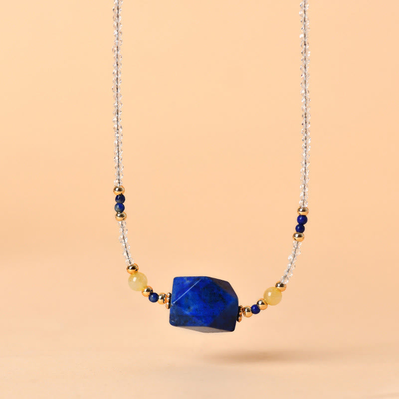 Buddha Stones Witte kristallen lazuriet lapis lazuli helende meditatie Ketting - image 1
