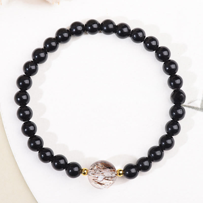 Buddha Stones Armband met kralen van tijgeroog en zwarte obsidiaan, symbool voor moed. - image 7