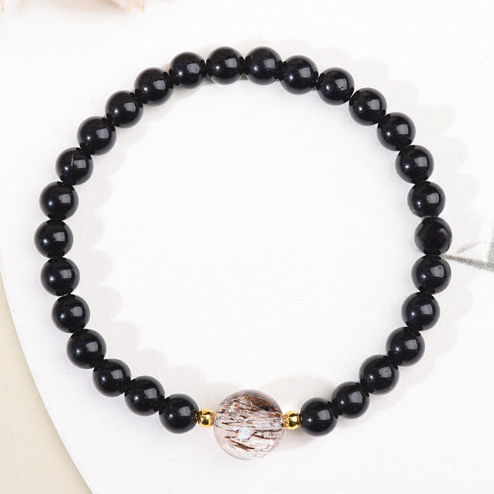 Buddha Stones Armband met kralen van tijgeroog en zwarte obsidiaan, symbool voor moed. - image 7