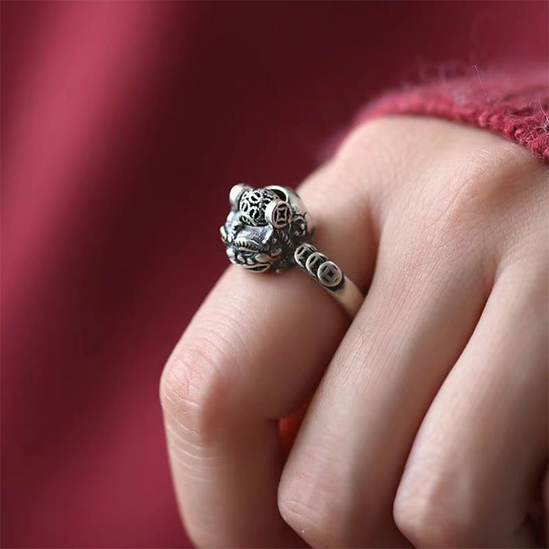 Buddha Stones Lucky Feng Shui PiXiu koperen munt draaibare Ring - image 1