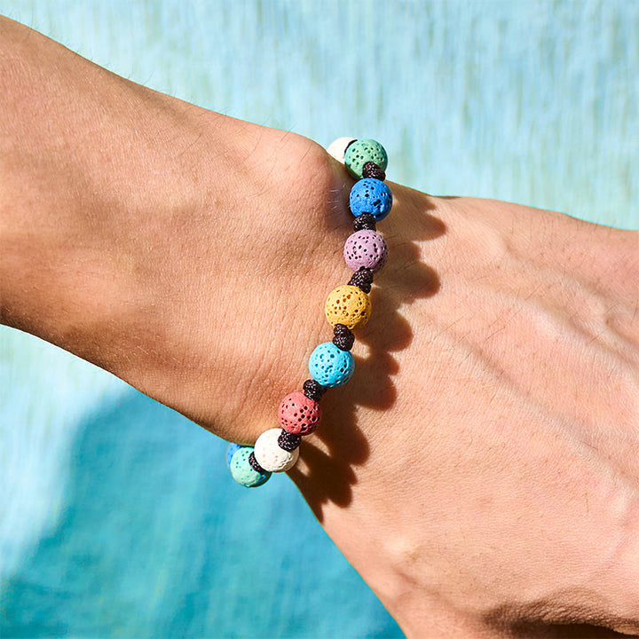 Buddha Stones Kleurrijke lavasteen Armband - image 1