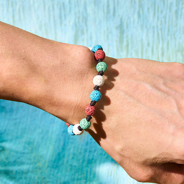 Buddha Stones Kleurrijke lavasteen Armband - image 11