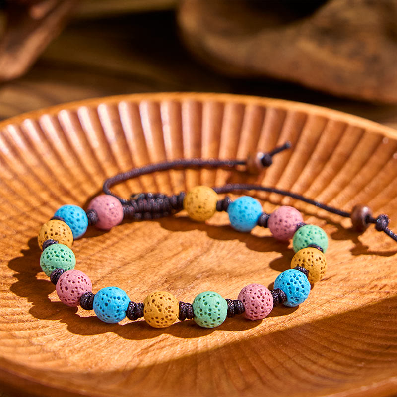 Buddha Stones Kleurrijke lavasteen Armband - image 8