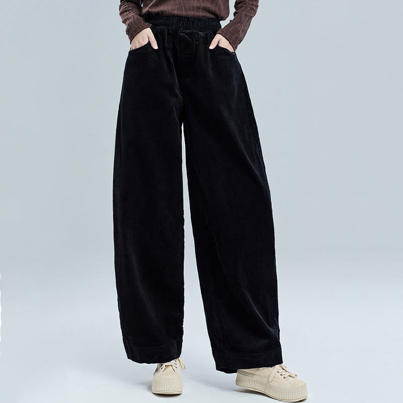 Buddha Stones Effen, enkellange corduroy broek voor dames met Zakken , geschikt voor de herfst. - image 1