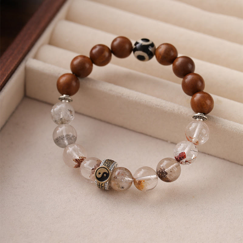 Buddha Stones Blikseminslag Houten Rode Fantoom Yin Yang Armband - image 1
