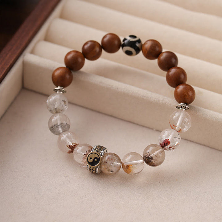 Buddha Stones Blikseminslag Houten Rode Fantoom Yin Yang Armband - image 1