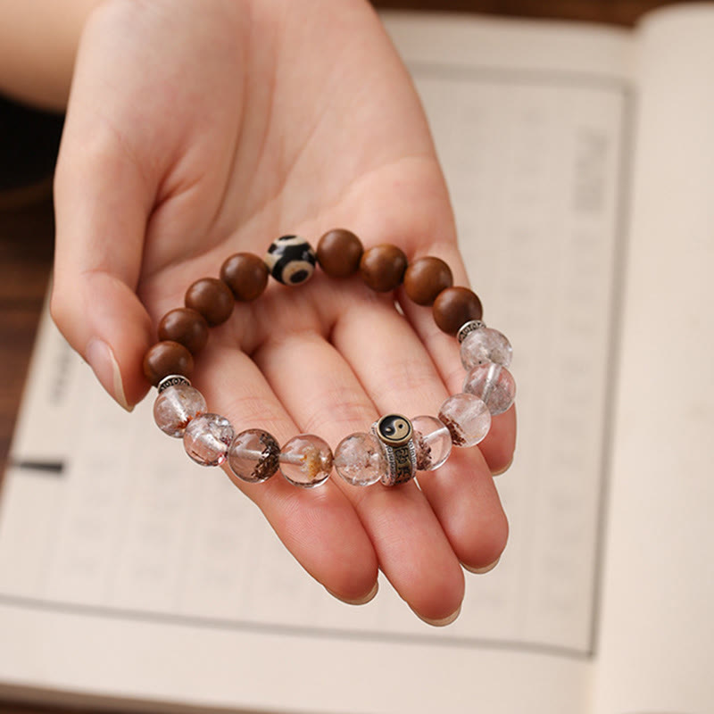 Buddha Stones Blikseminslag Houten Rode Fantoom Yin Yang Armband - image 3