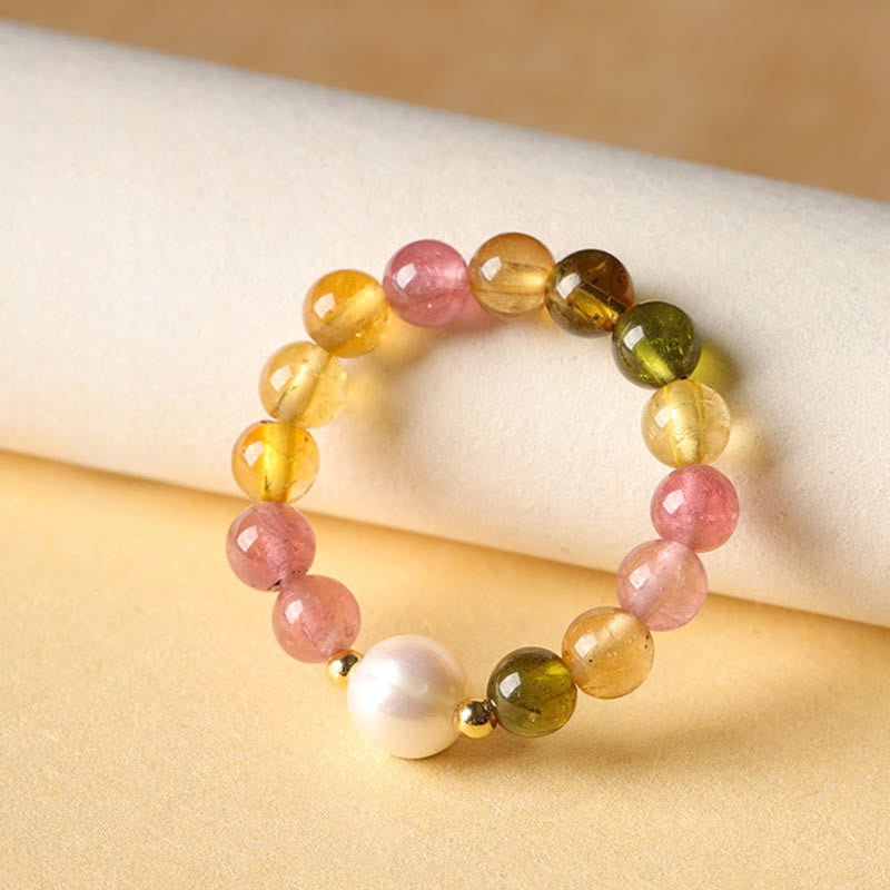 Buddha Stones Natuurlijke toermalijn geluksparel PiXiu amber positieve Ring - image 1