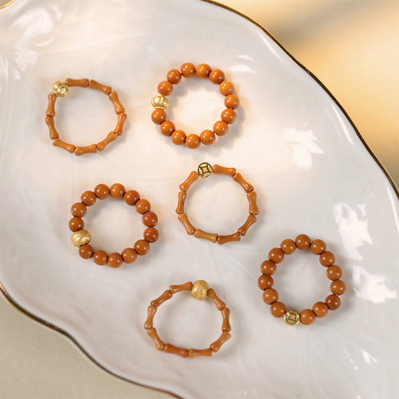 Buddha Stones Olijfpitkraal Koperen Munt Binnenste Ring - image 18
