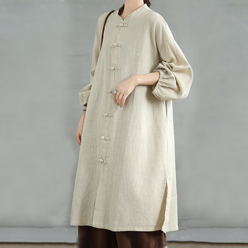 Buddha Stones Casual damesjas met kikkerknopen en Zakken - image 16
