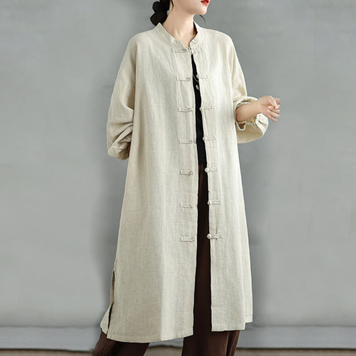 Buddha Stones Casual damesjas met kikkerknopen en Zakken - image 17