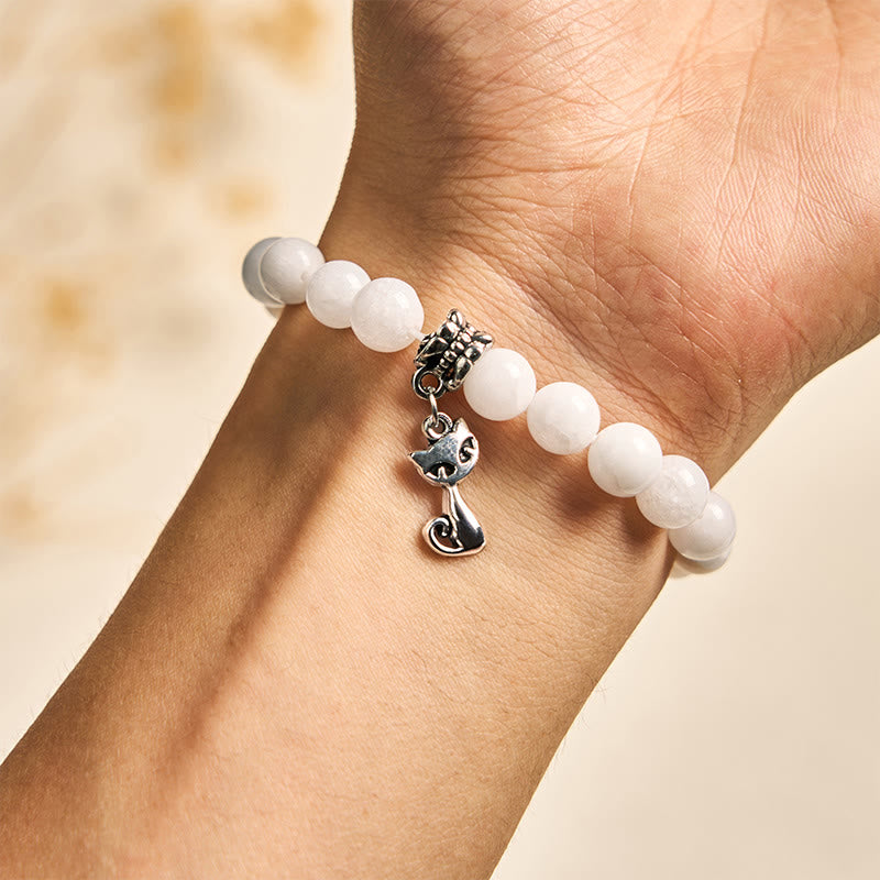 Buddha Stones Witte Kat Natuurlijke Witte Chalcedoon Kralen Positieve Armband - image 4