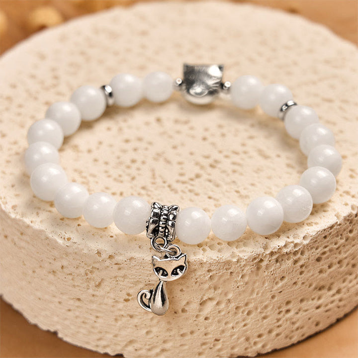 Buddha Stones Witte Kat Natuurlijke Witte Chalcedoon Kralen Positieve Armband - image 3