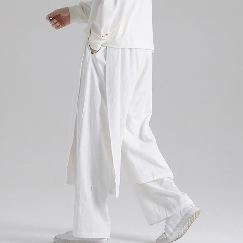 Buddha Stones Effen katoenen herenbroek met patchworkdesign en Zakken - Wit - US/UK/AU46, EU56 (5XL) - image 19