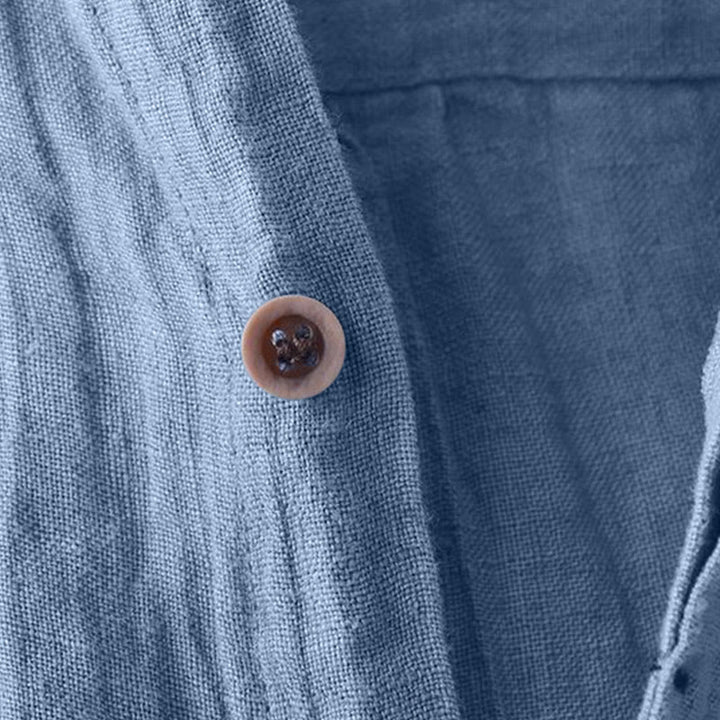 Buddha Stones Herenoverhemd effen kleur Reverskraag Korte mouw comfortabel knoopsluiting katoen linnen overhemd - image 17