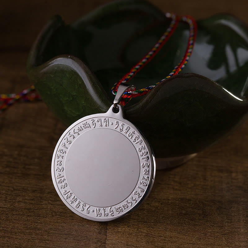 Buddha Stones Blauwe Medicijn Boeddha Hart Mantra Titanium Stalen Geloof Gekleurde Touw Ketting - image 9
