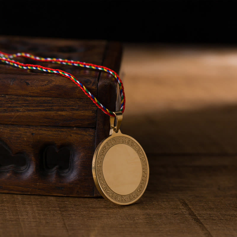 Buddha Stones Blauwe Medicijn Boeddha Hart Mantra Titanium Stalen Geloof Gekleurde Touw Ketting - image 2