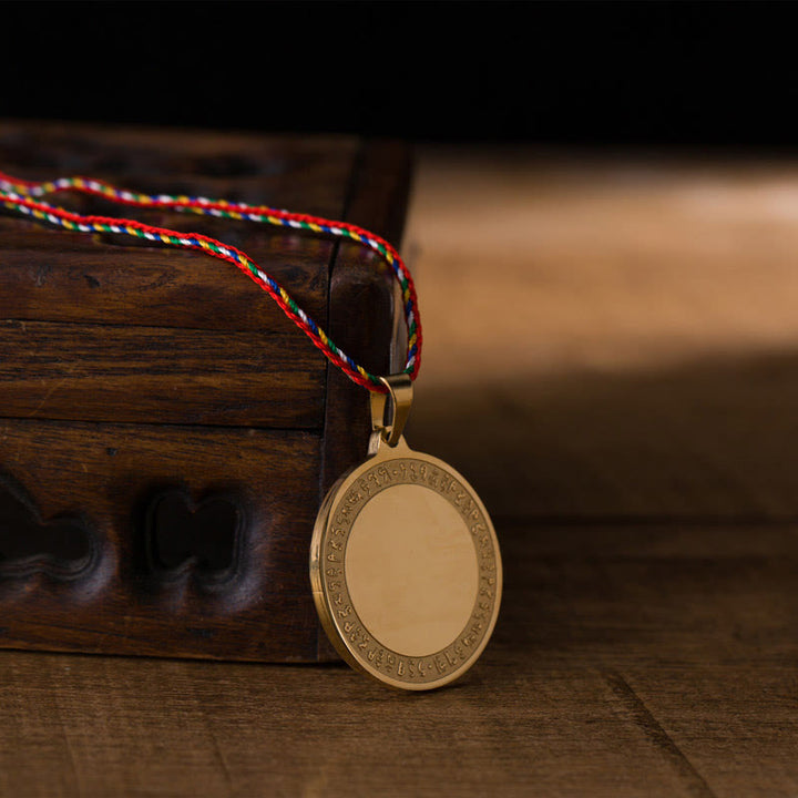 Buddha Stones Blauwe Medicijn Boeddha Hart Mantra Titanium Stalen Geloof Gekleurde Touw Ketting - image 2