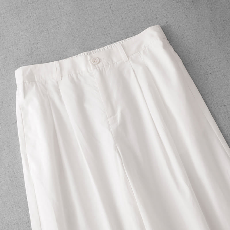 Buddha Stones Casual effen polyester damesbroek met wijde pijpen, Lengte 7-8, met Zakken. - image 11