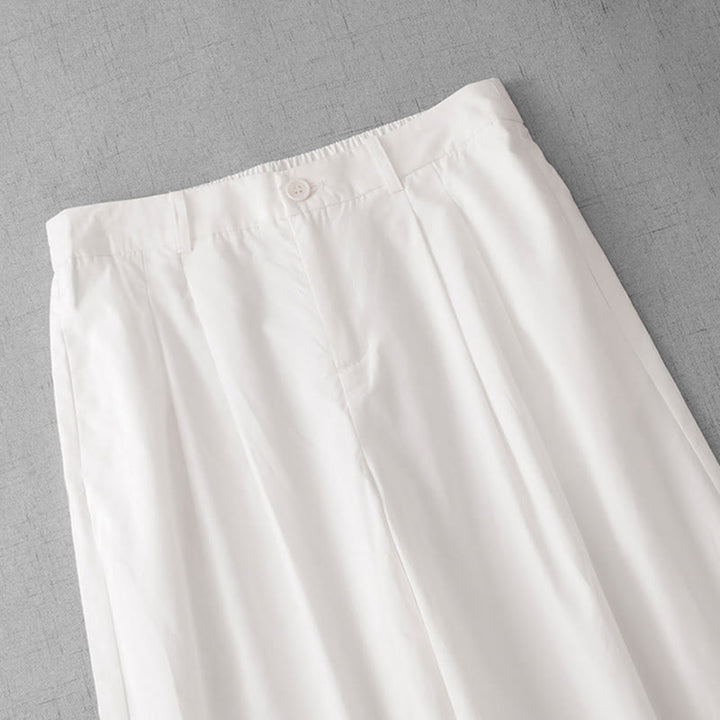 Buddha Stones Casual effen polyester damesbroek met wijde pijpen, Lengte 7-8, met Zakken. - image 11