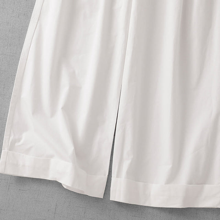 Buddha Stones Casual effen polyester damesbroek met wijde pijpen, Lengte 7-8, met Zakken. - image 9