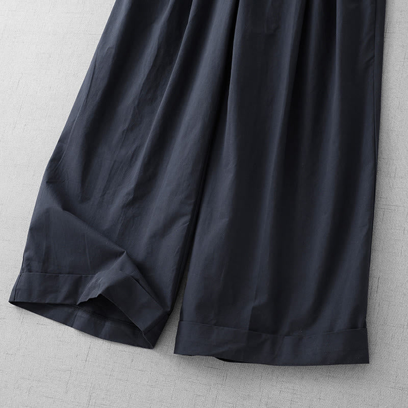 Buddha Stones Casual effen polyester damesbroek met wijde pijpen, Lengte 7-8, met Zakken. - image 15
