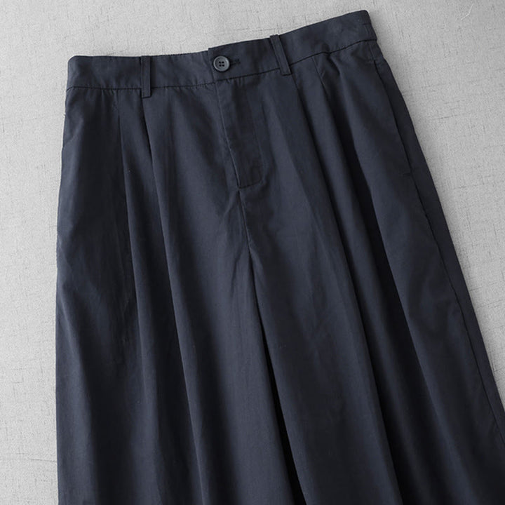 Buddha Stones Casual effen polyester damesbroek met wijde pijpen, Lengte 7-8, met Zakken. - image 13