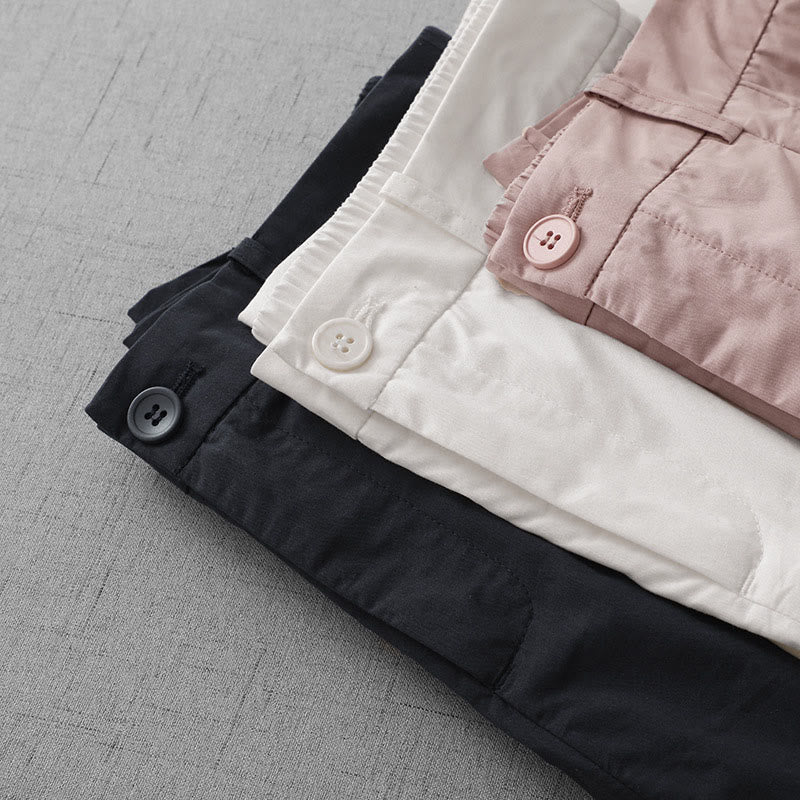 Buddha Stones Casual effen polyester damesbroek met wijde pijpen, Lengte 7-8, met Zakken. - image 19